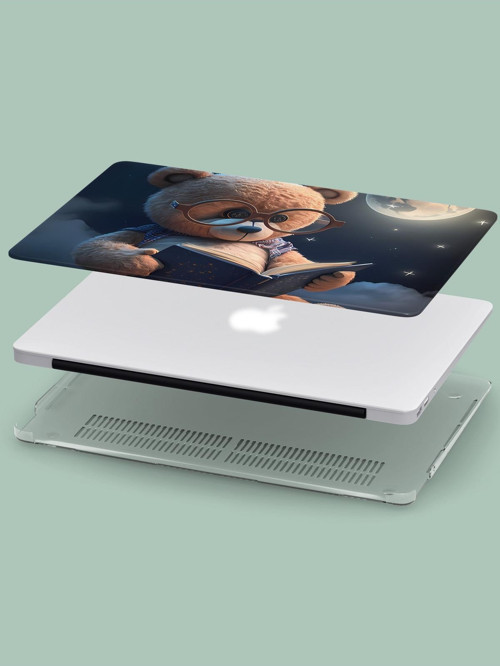 Macbook Air (M2) Kılıf 13.6 inç A2681 2022 Şeffaf Notebook Kılıfı Mactone-08 Kitap Ayıcık