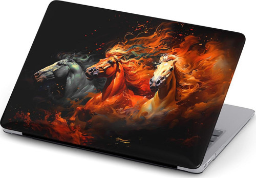Macbook Pro M1-M2 Kılıf 14.2" A2442-A2779 2021/2023 Full PVC Koruyucu Kapak Macpac-04 Yarış Atları