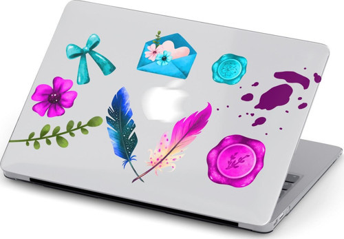Macbook Air (M1) Kılıf 13.3 inç A2179-A2337 Mac07 Şeffaf Koruyucu Kapak Çiçek Zarf Tüğ
