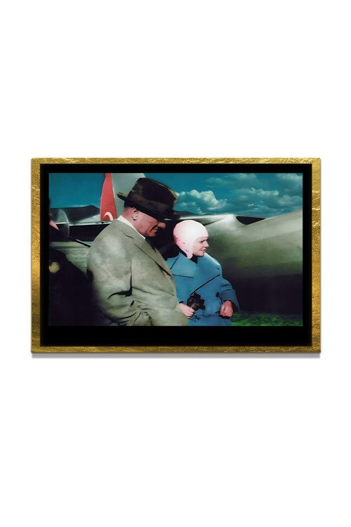 Yapay Zeka İle Yenilenmiş Atatürk Fotoğrafları Siyah Beyaz Cam Tablo, 3D Dekoratif Baskı 466