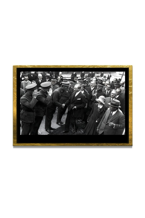 Yapay Zeka İle Yenilenmiş Atatürk Fotoğrafları Siyah Beyaz Cam Tablo, 3D Dekoratif Baskı 45