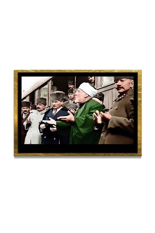 Yapay Zeka İle Yenilenmiş Atatürk Fotoğrafları Siyah Beyaz Cam Tablo, 3D Dekoratif Baskı 488