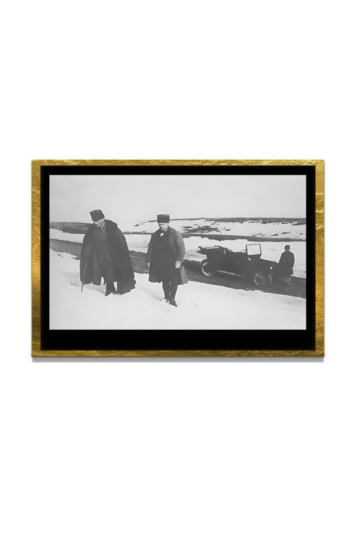 Yapay Zeka İle Yenilenmiş Atatürk Fotoğrafları Siyah Beyaz Cam Tablo, 3D Dekoratif Baskı 663