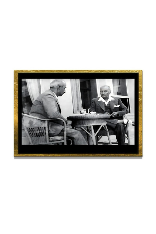 Yapay Zeka İle Yenilenmiş Atatürk Fotoğrafları Siyah Beyaz Cam Tablo, 3D Dekoratif Baskı 529