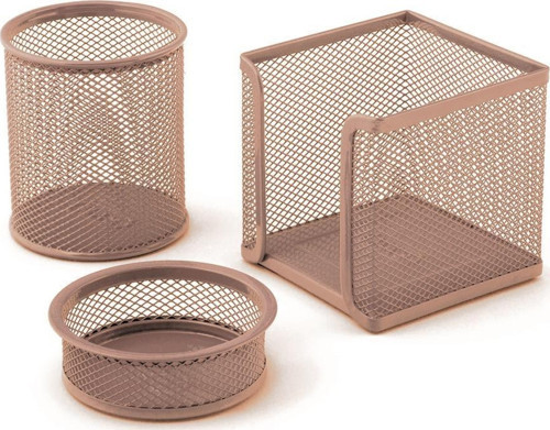 3 lü Masaüstü Perfore Set (Kalemlik + Küpnotluk + Ataçlık)