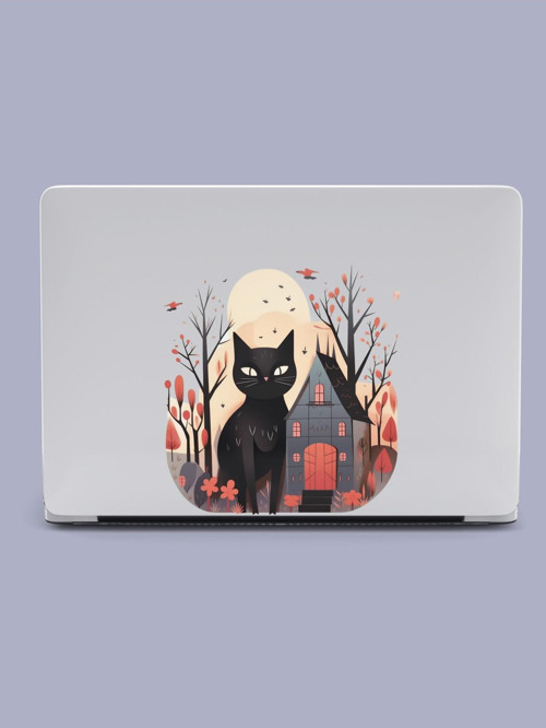 Macbook Pro (M1-M2) Kılıf 13.3 inç A2338-A2289 2020/2022 Şeffaf Sert PVC Macaron-26 Kara Kedi