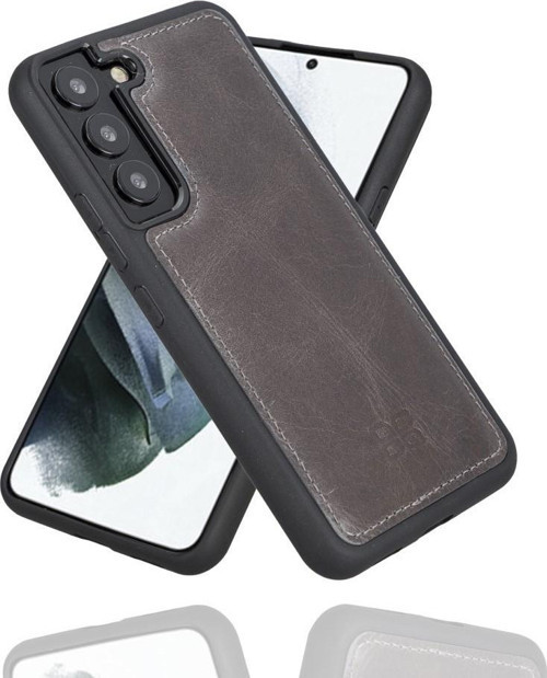 Samsung Galaxy S22 Uyumlu Deri Arka Kapak TN18EF Gri