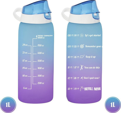 İkili 1 lt Motivasyon Matara Seti Mavi & Mor