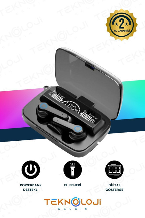 M19 Kablosuz Kulaklık Gaming Powerbankli El Fenerli Göstergeli 5.1 Stereo Bluetooth Kulaklık