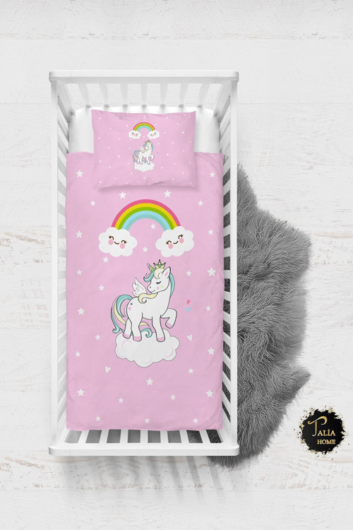 Unicorn Desenli Unicorn Bebek Beşik Nevresim Takımı Çarşaflı Tlabn-170