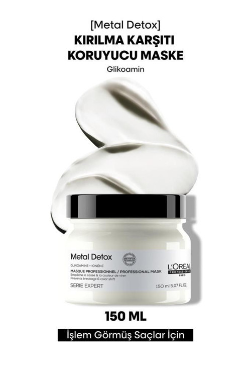 Loreal Professionnel Metal Detox İşlem Görmüş ve Yıpranmış Saçlar İçin Kırılma Karşıtı Koruyucu Maske 150 ml
