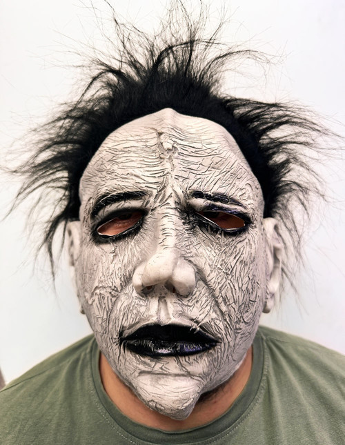 Büro Ev Ofis Etkinlik Gösteri Michael Myers Kostüm Maskesi için Siyah Saçlı Lateks Tam Yüz Et Maske