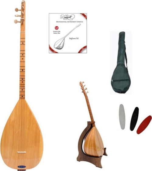 Kısa Sap Baglama Saz + Stand + Kılıf + Tel Takımı + Tezene