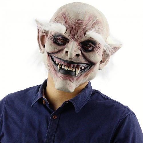 Büro Ev Ofis Gösteri Kostüm Korku Maskesi için Beyaz Saçlı Zombi Lateks Vampir Maske