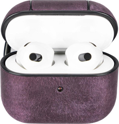 Apple AirPods 3.nesil Uyumlu Deri Kılıf Juni AA7 Mor