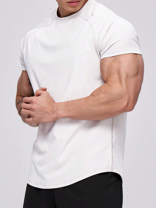 Erkek Spor Tişört Running Sports Gym Reglan Oval Kesim Penye T-shirt OVALT-SHİRT