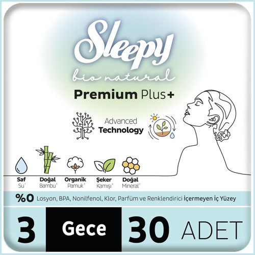 Bio Natural Premium Plus Hijyenik Ped Mega Paket Gece 30x2 60 Adet