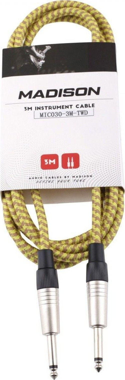 MIC030-3M-TWD Örgülü Kumaş Gitar Kablosu 3 Metre- SARI ÇİZGİLİ