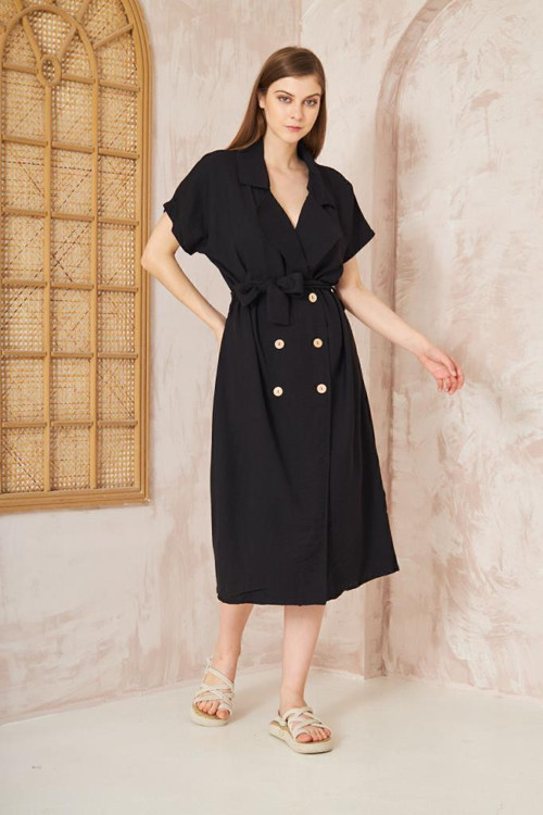 Kadın Keten Oversize Geniş Kesim /salaş /uzun Kısa Kollu Yazlık Ceket Elbise 3162400