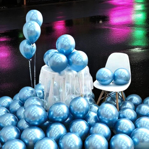 ULTRA YÜKSEK KALİTE 50 ADET AÇIK MAVİ KROM BALON AYNALI PARLAK METALİK BALON KROM KOYU AÇIK BALON