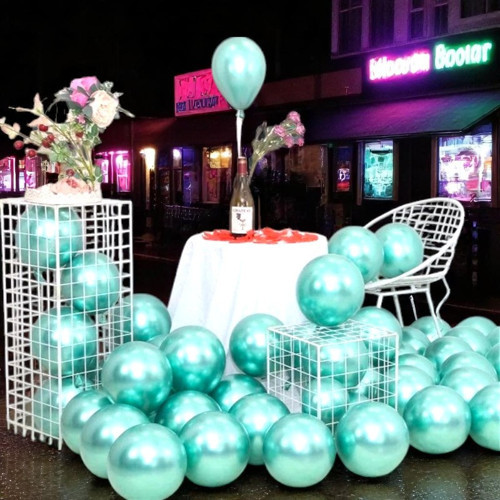 ULTRA YÜKSEK KALİTE 50 ADET AÇIK YEŞİL KROM BALON AYNALI PARLAK METALİK BALON KROM AÇIK YEŞİL BALON