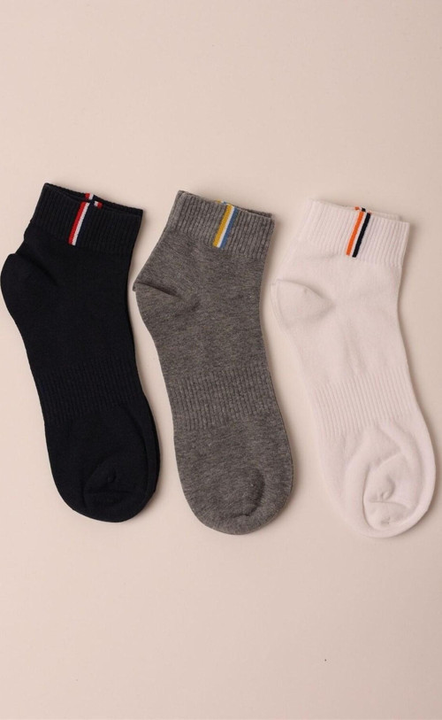 3 Lü Paket Erkek Patik Çorap Beyaz/lacivert/grey