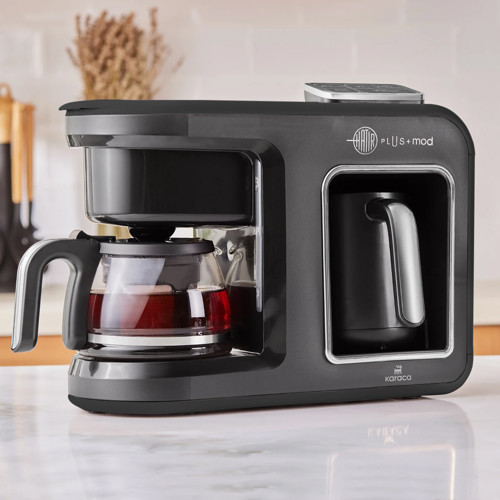 Hatır Plus 5 in 1 Konuşan Közde ve Sütlü Türk Kahvesi ve Filtre Kahve Makinesi Black Chrome