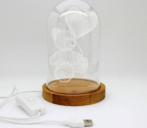 Ayıcık 3D Işıklı Fanus