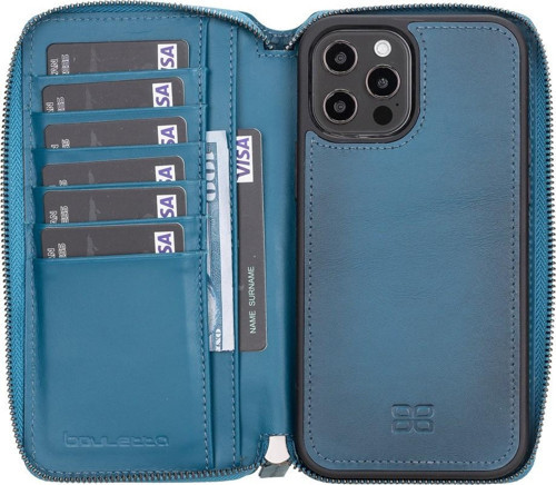 Apple iPhone 12 Pro Max Uyumlu Deri Zip Kılıf BRN4EF