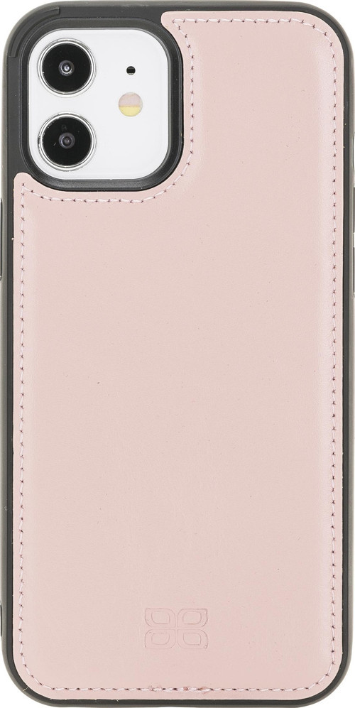 Apple iPhone 12 Uyumlu Deri Arka Kapak NU2 Pembe