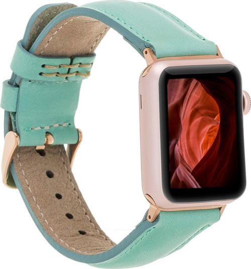 Apple Watch Uyumlu Deri Kordon 42-44-45mm BRN7 Yeşil