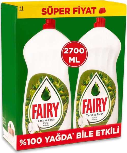 Sıvı Bulaşık Deterjanı Elma Kokulu Fırsat Paketi 2700 ml ( 2 X 1350 Ml)