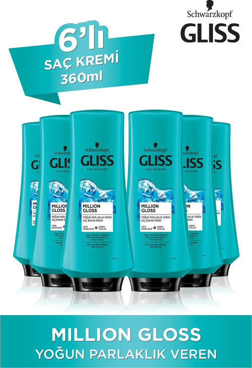 Million Gloss Yoğun Parlaklık Veren Saç Kremi 360 ML 6'lı