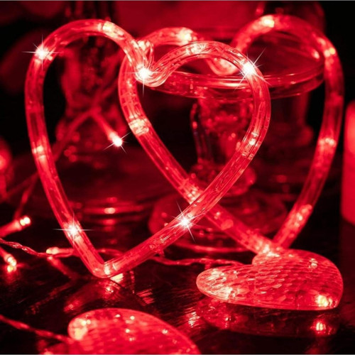 Kırmızı Salkım Led Işık Kalpli Salkım Led Işık Sevgililer Gününe Özel Dekor Led Işık Red Light
