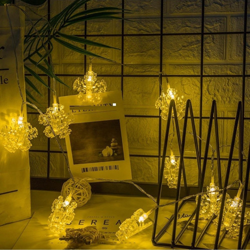 Dekor Düğün Işıkları Pilli Kar Tanesi Mandal Led Işık Gün Işığı Led Işık Snowflake Clips String Led