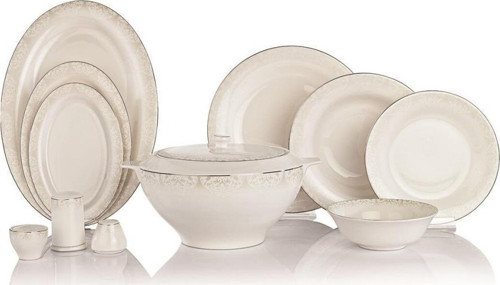Dora 60 Parça 12 Kişilik Yemek Takımı Platin