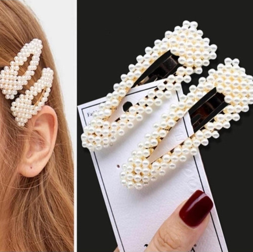 EFLAMEL DESING Lüx Beyaz Incili Çıtçıt Yan Toka Saç Aksesuarı 4'lü Set