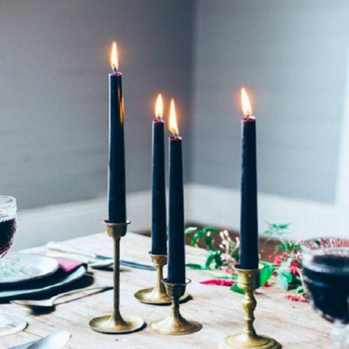 10 Adet Black Candlestıck Siyah Şamdan Mumu Siyah Mum Siyah Masa Mumu Siyah Kalın Uzun Mum Dekor Mum
