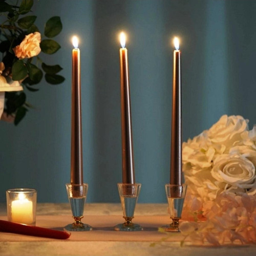 10 Adet Rose Gold Candlestıck Rose Gold Şamdan Mumu Rose Gold Mum Parlak Rose Gold Kalın Uzun Mum