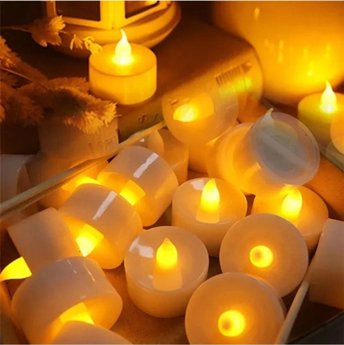 Dekor Işıklı Ramazan Mumları 24 Led Işıklı Mum Gün Işığı Pilli Led Işık Mum Pilli Mum Gün Işığı Led