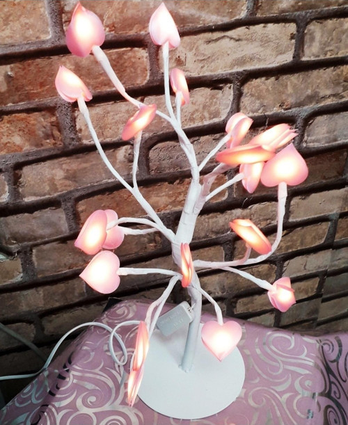 Led Işıklı Dilek Ağacı Led Işıklı Ağaç Pembe Kalpli Dilek Ağacı Romantik Gecelere Özel Işıklı Ağaç