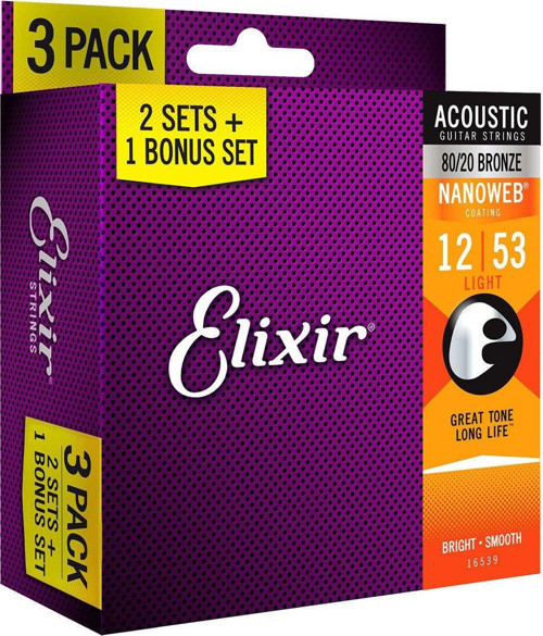 12-53 Nanoweb 80/20 Bronze Ekonomik 3'lü Set Akustik Gitar Teli (16539)