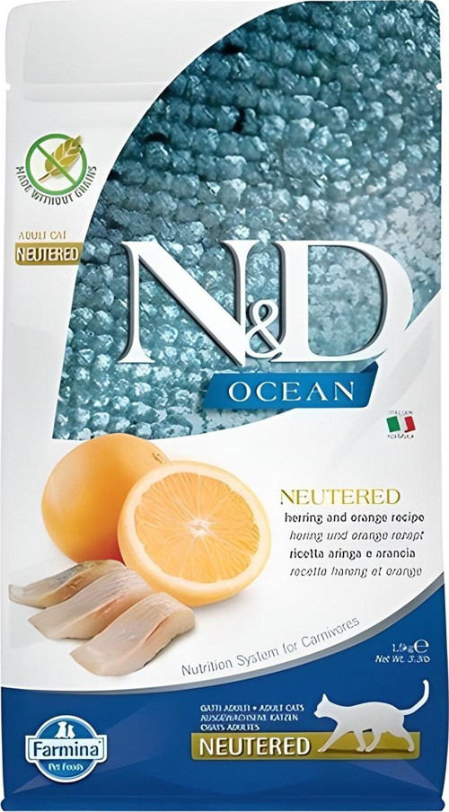 Ocean Ringa Balık&Portakal Tahılsız Kısırlaştırılmış Kedi Maması 1,5 Kg