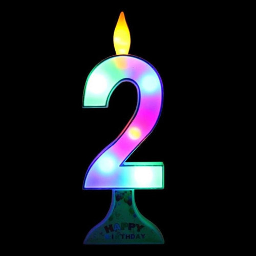 Vıp Kalite Pembe 2 Yaş Renkli Led Işıklı Pasta Mumu Led Işıklı Doğum Günü Mumu Happy Bırthday Candle