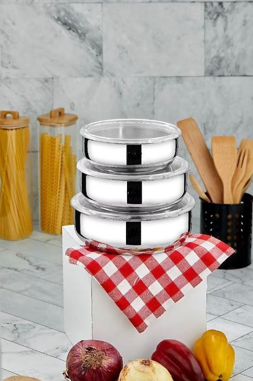 3lü Çelik Saklama Kabı 16-18-20 cm