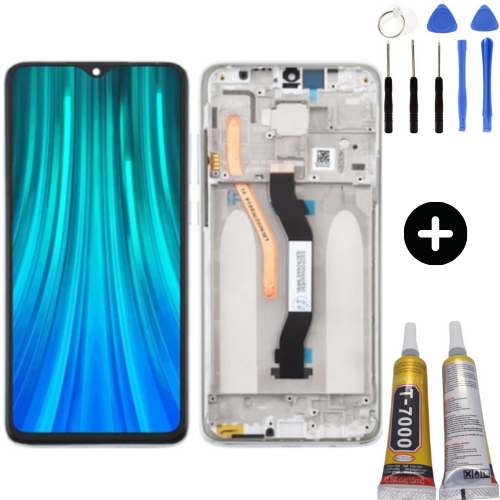 Xiaomi Redmi Note 8 Pro Uyumlu Çıtalı Lcd Ekran Dokunmatik Beyaz + Montaj Seti