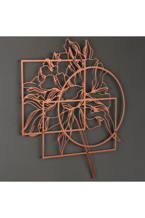 Geometrik Objeler Ve Çiçek Metal Dekor - Metal Duvar Dekoru
