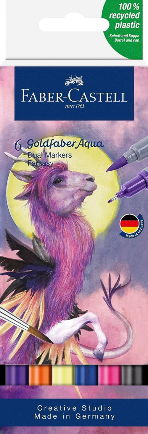 Goldfaber Aqua Çift Uçlu Markör, Kaligrafi, 6‘lı Fantasy / 164526
