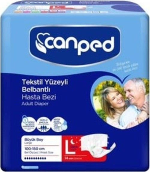 Tekstil Yüzeyli Belbantlı Hasta Bezi Large Büyük / Gece 14’lü