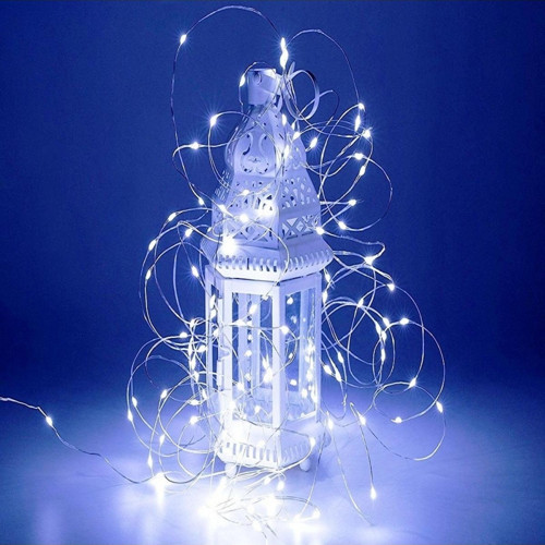 Yılbaşı Çam Ağacı Işığı 10 Metre Beyaz Led Işık Beyaz Pilli Micro Parlak Canlı Led Işıklı